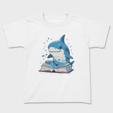 Cute Shark Reading, Kids' T-Shirt
