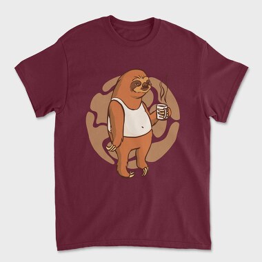 Sloth With Coffee Mug, Unisex Men's T-Shirt