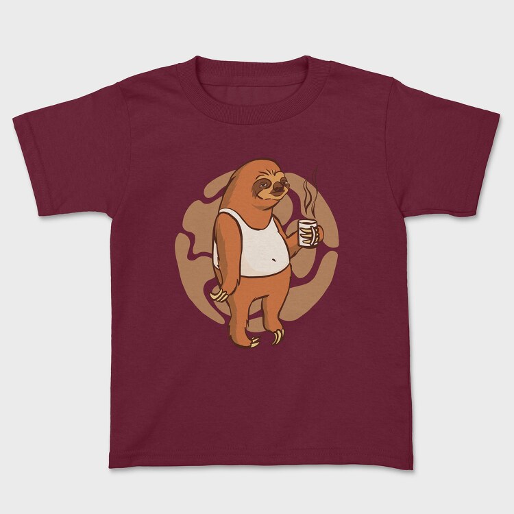 Sloth With Coffee Mug, Детска Тениска