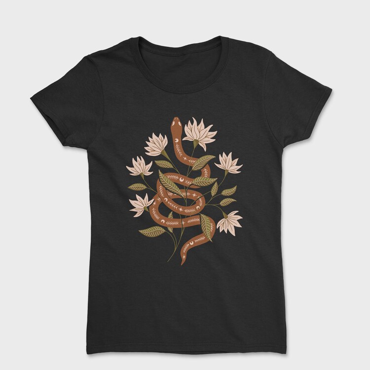 Snake and Flowers, Women's T-Shirt
