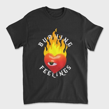 Унисекс Мъжка Тениска, Burning Feelings Heart