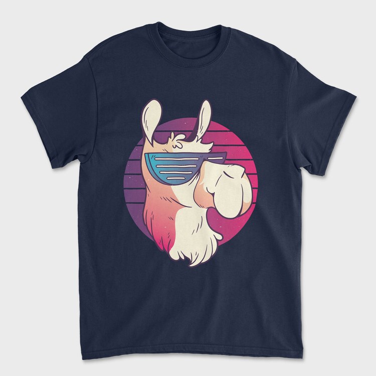 Llama Sunglasses Retro, Унисекс Мъжка Тениска