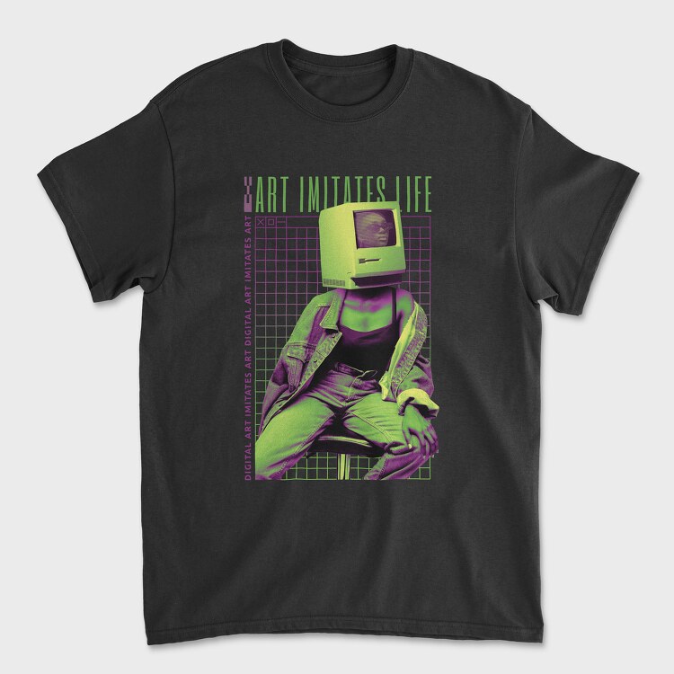 Wireframe Art Life Pc Head, Unisex Men's T-Shirt