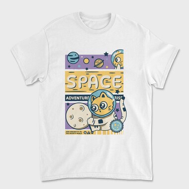 Space Adventure Cat, Unisex Men's T-Shirt