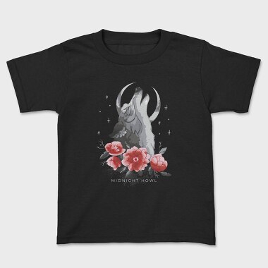 Wolf Moon Flowers, Kids' T-Shirt