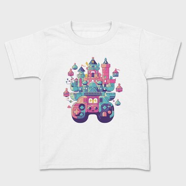 Castle Made Up With Gaming Controllers, Kids' T-Shirt
