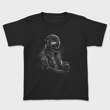 Helmet Rider Monochrome Portrait, Kids' T-Shirt