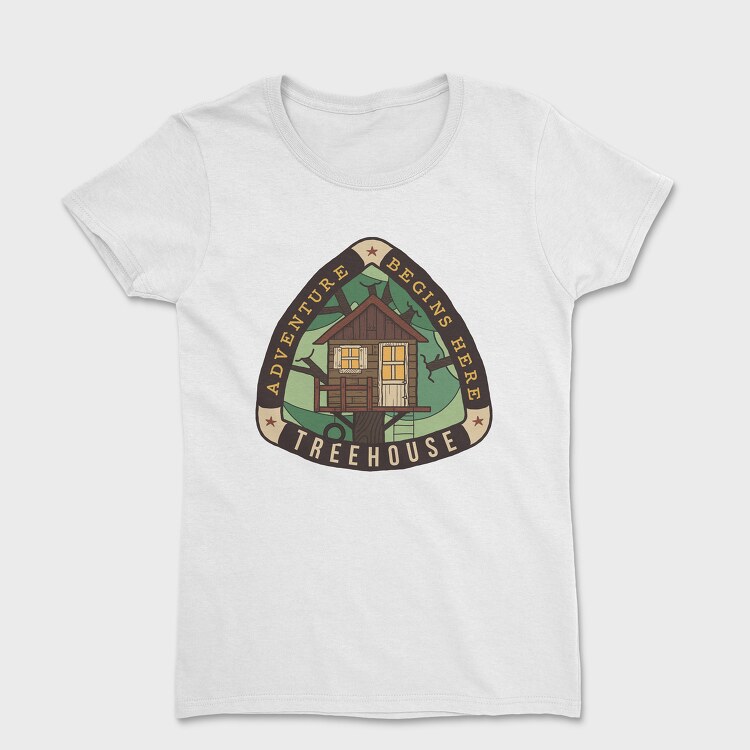 Treehouse Adventure Begins Here, Women's T-Shirt