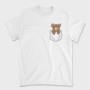 Teddy Bear Middle Finger Pocket, Unisex Men's T-Shirt