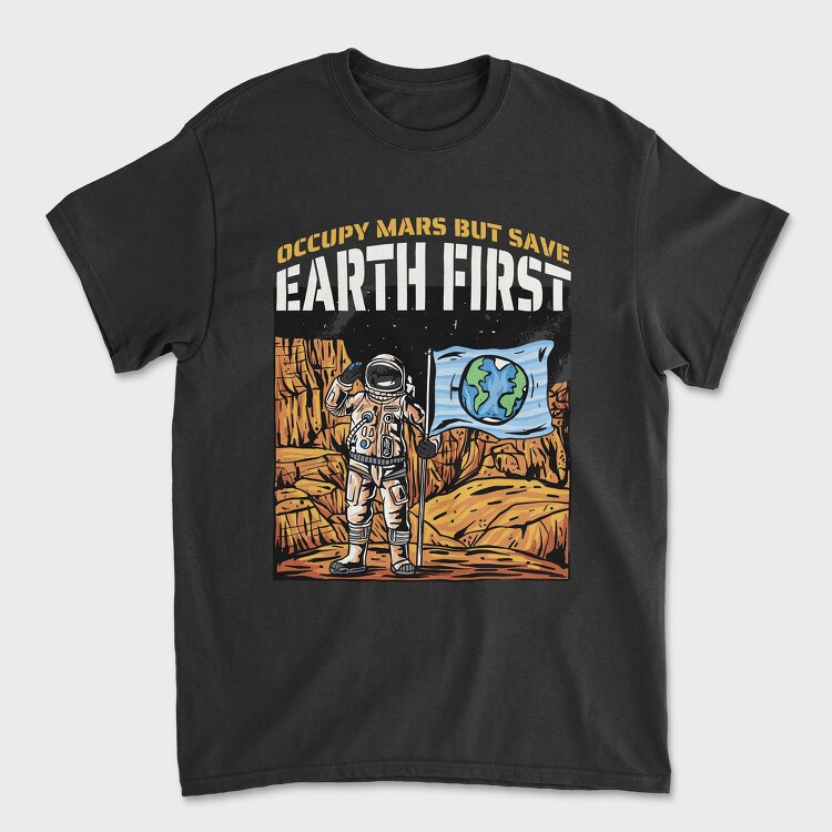 Astronaut in Mars, Unisex Men's T-Shirt