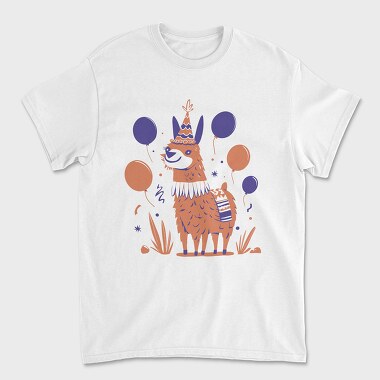 Унисекс Мъжка Тениска, Birthday Llama