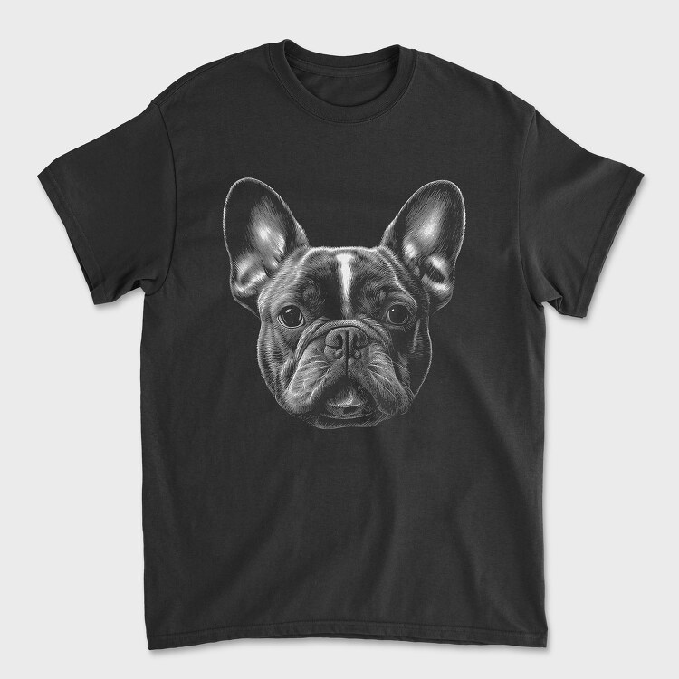 Bulldog Portrait Monochrome, Унисекс Мъжка Тениска