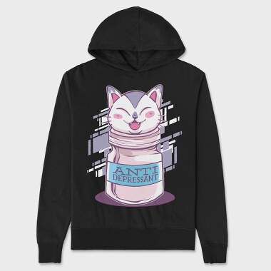Antidepressant Cat, Unisex Men's Hoodie