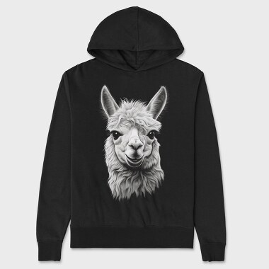 Llama Portrait, Unisex Men's Hoodie