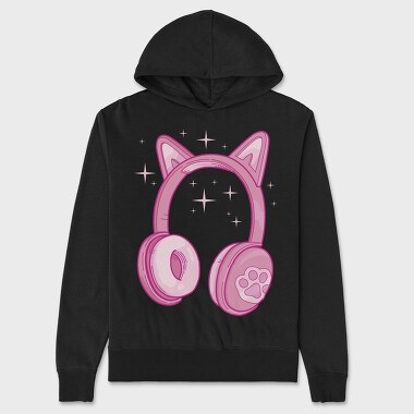 Kawaii Pink Headphones, Unisex Men's Hoodie