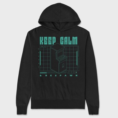 Keep Calm and Respawn, Unisex Men's Hoodie