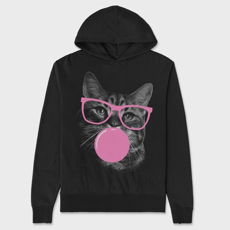 Sunglasses Cat Bubblegum Monochrome, Unisex Men's Hoodie