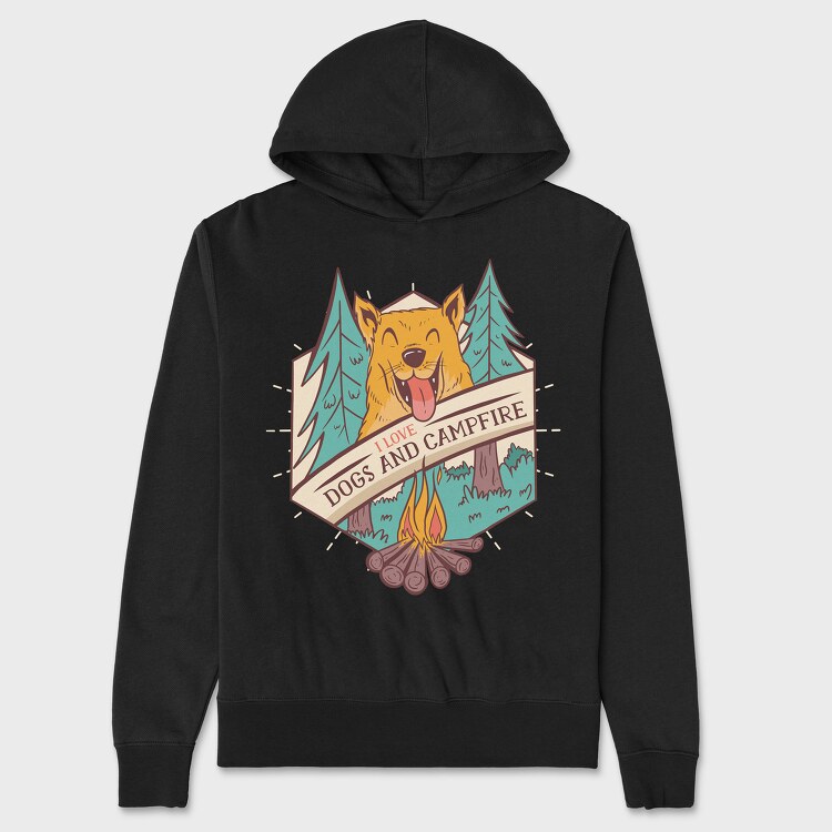 I Love Dogs and Campfire, Unisex Men's Hoodie
