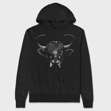 Eyepatch Bull Portrait, Unisex Men's Hoodie