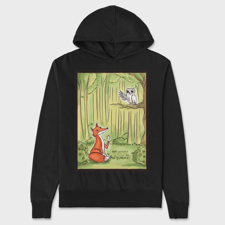 Cute Fox And Owl, Унисекс Мъжко Суичър
