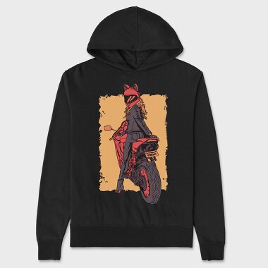 Cat Woman Motorbike, Unisex Men's Hoodie