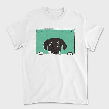 Peeking Dog, Unisex Men's T-Shirt