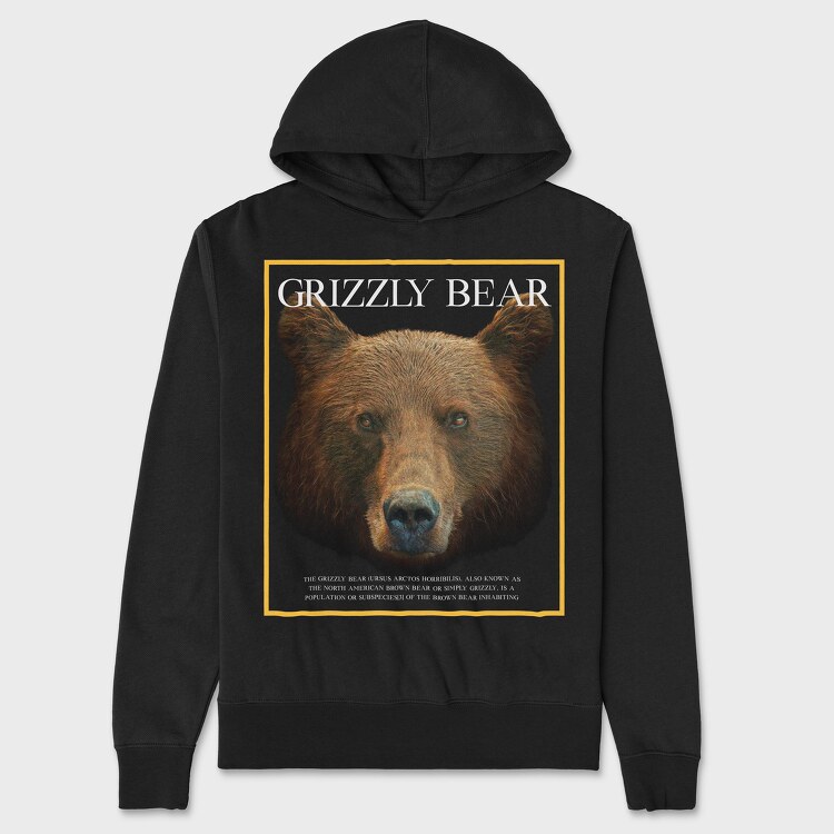 Grizzly Bear Face, Unisex Men's Hoodie