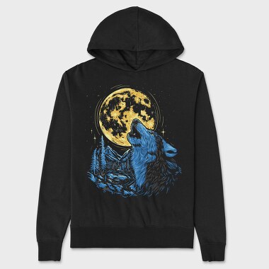 Wolf and Moon, Unisex Men's Hoodie