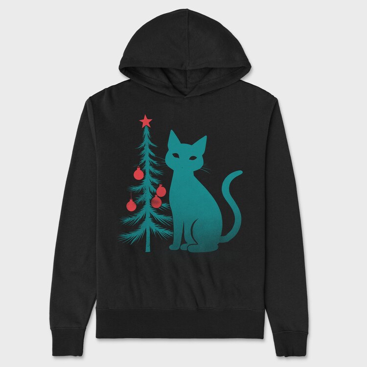 Christmas Cat Flat, Unisex Men's Hoodie