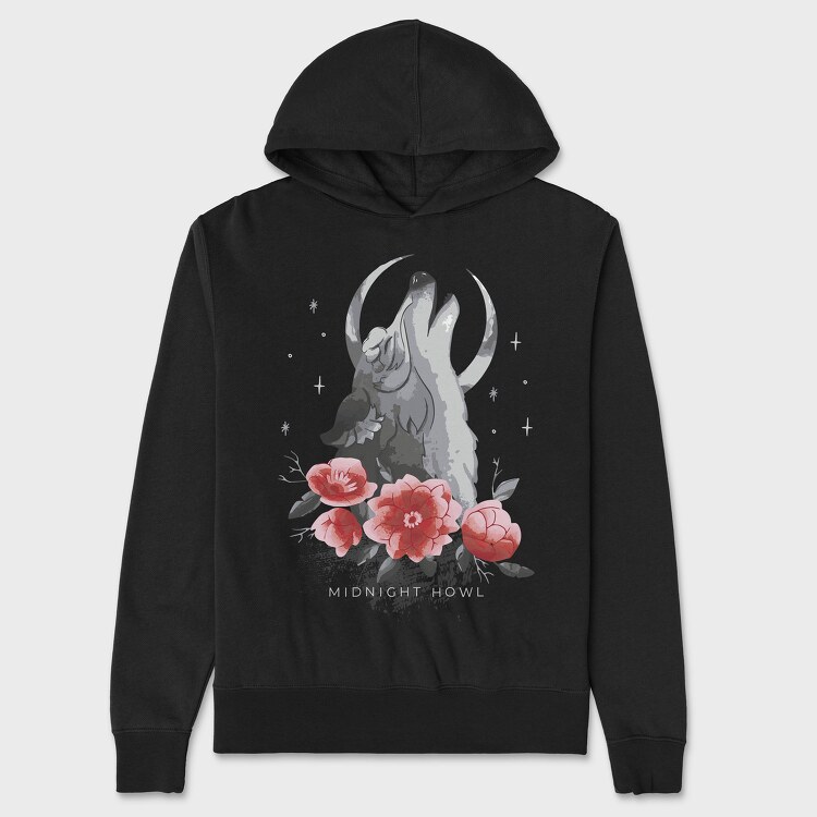Wolf Moon Flowers, Unisex Men's Hoodie