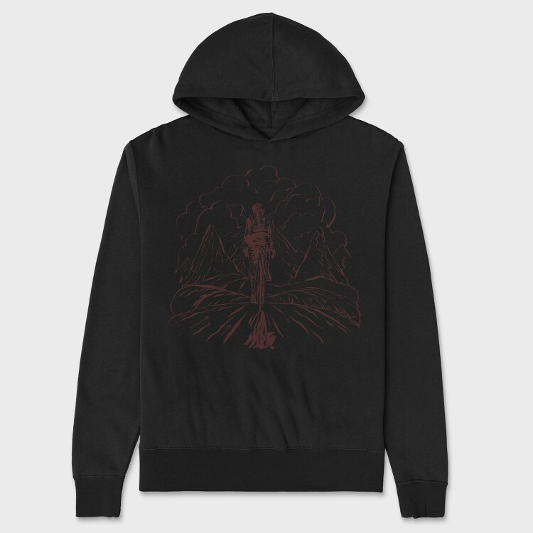 Bike Mountain Lineart, Unisex Men's Hoodie