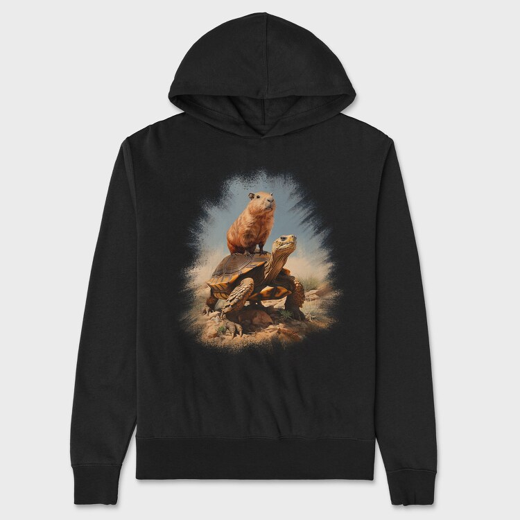 Capibara and Turtle, Unisex Men's Hoodie