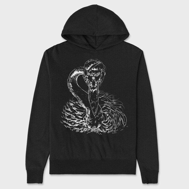 Patched Flamingo Portrait, Unisex Men's Hoodie