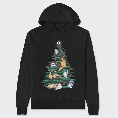 Christmas Tree Cats Realistic, Unisex Men's Hoodie