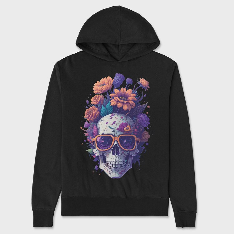 Skull Flowers Glasses, Unisex Men's Hoodie
