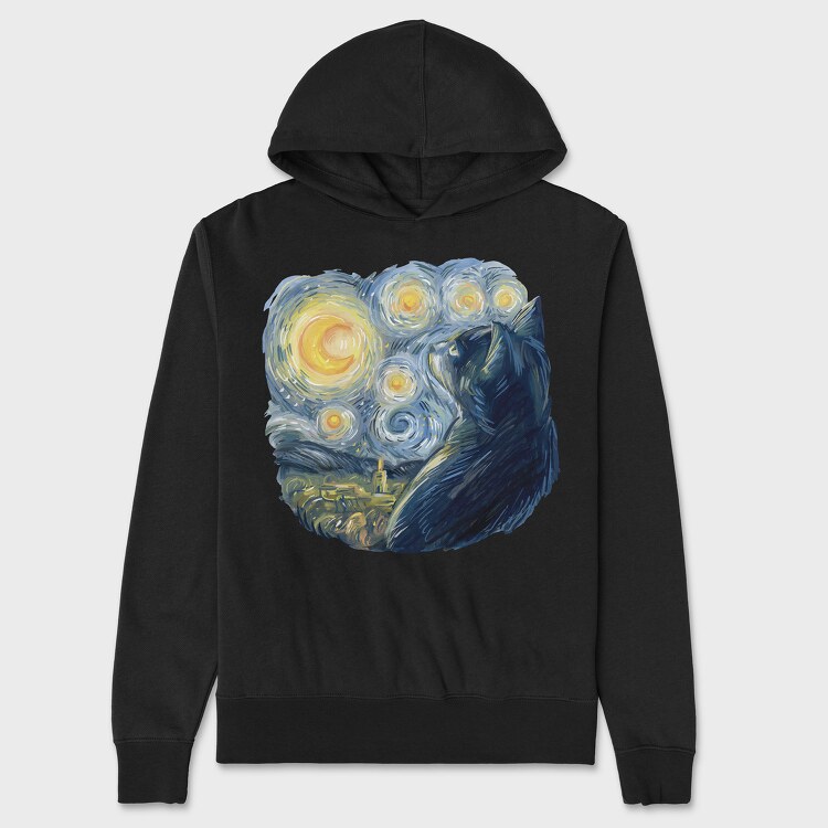 Starry Night Cat, Унисекс Мъжко Суичър