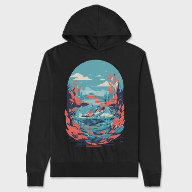 Fish Landscape, Unisex Men's Hoodie