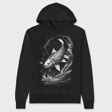 Carp Line Monochrome, Unisex Men's Hoodie