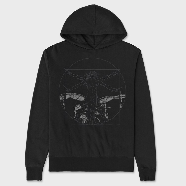 Vitruvian Drummer, Unisex Men's Hoodie