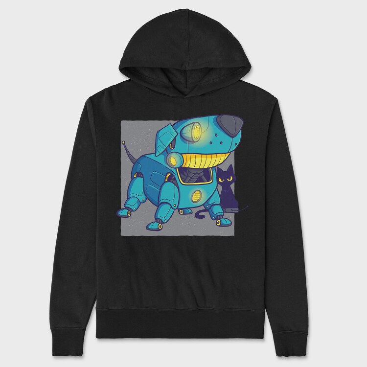 Dog Blue Robot, Unisex Men's Hoodie