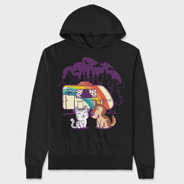 Cat and Dog Caravan, Unisex Men's Hoodie