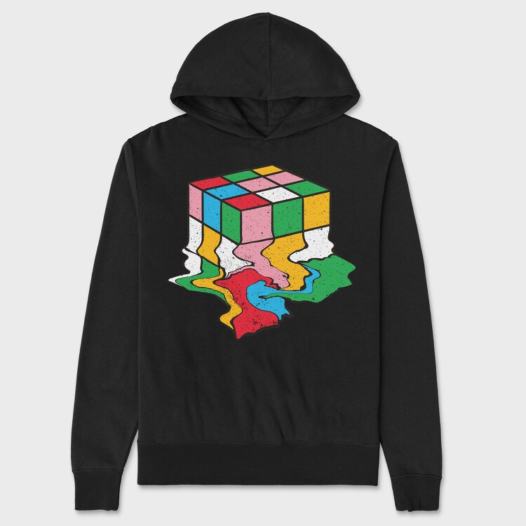 Melting Rubiks Cube, Unisex Men's Hoodie