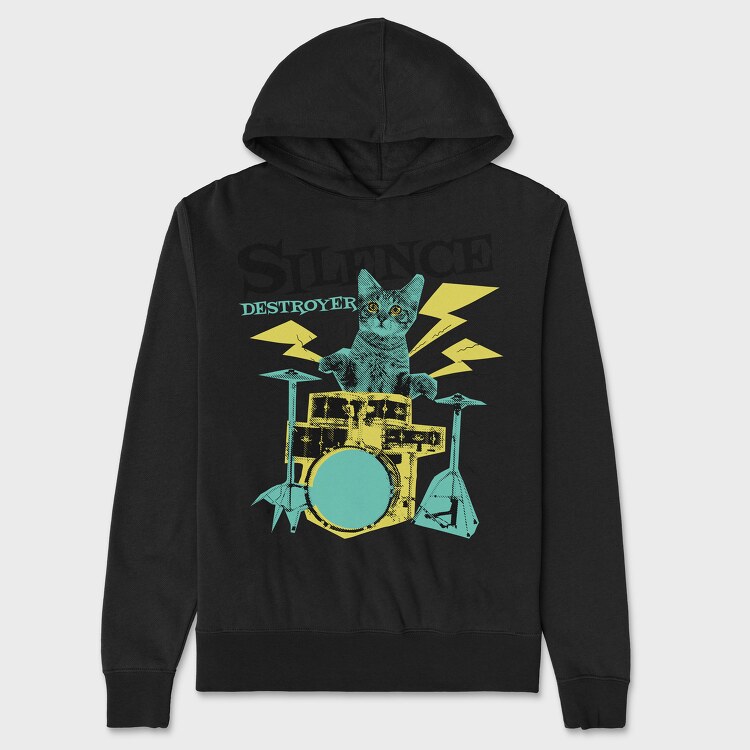 Cat Drummer 3, Unisex Men's Hoodie