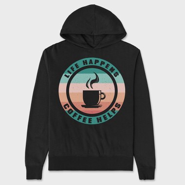 Life Happens Coffee Helps, Unisex Men's Hoodie