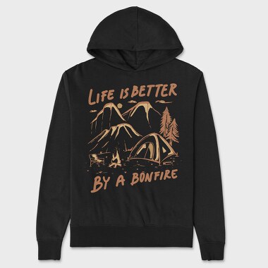 Life I S Better by a Bonfire, Unisex Men's Hoodie