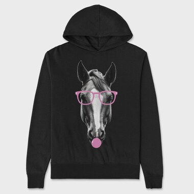 Horse Bubblegum Monochrome, Unisex Men's Hoodie