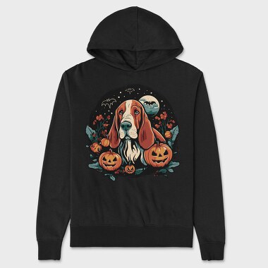Basset Hound Halloween, Unisex Men's Hoodie