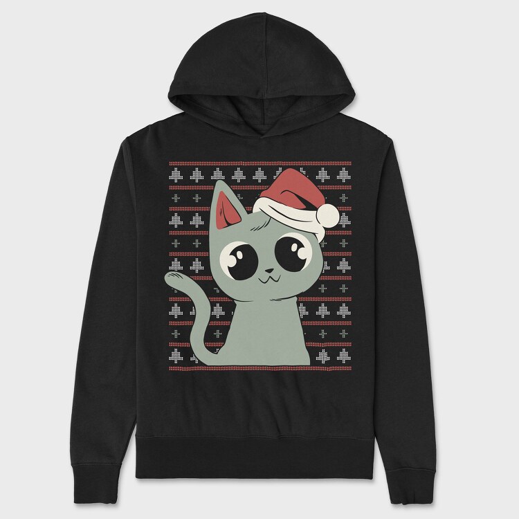Ugly Sweater Christmas Cat, Унисекс Мъжко Суичър