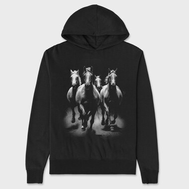 Horses Monochrome, Unisex Men's Hoodie
