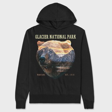 Glacier National Park Bear Lanscape, Unisex Men's Hoodie